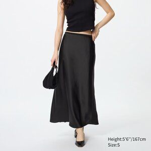 Uniqlo Black Satin Maxi Skirt
